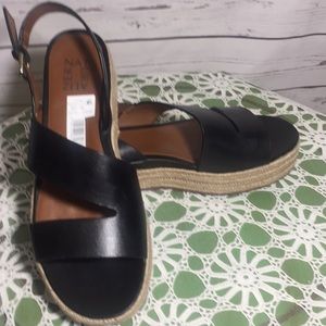 Naturalizer Black Leather Espadrille Sandals